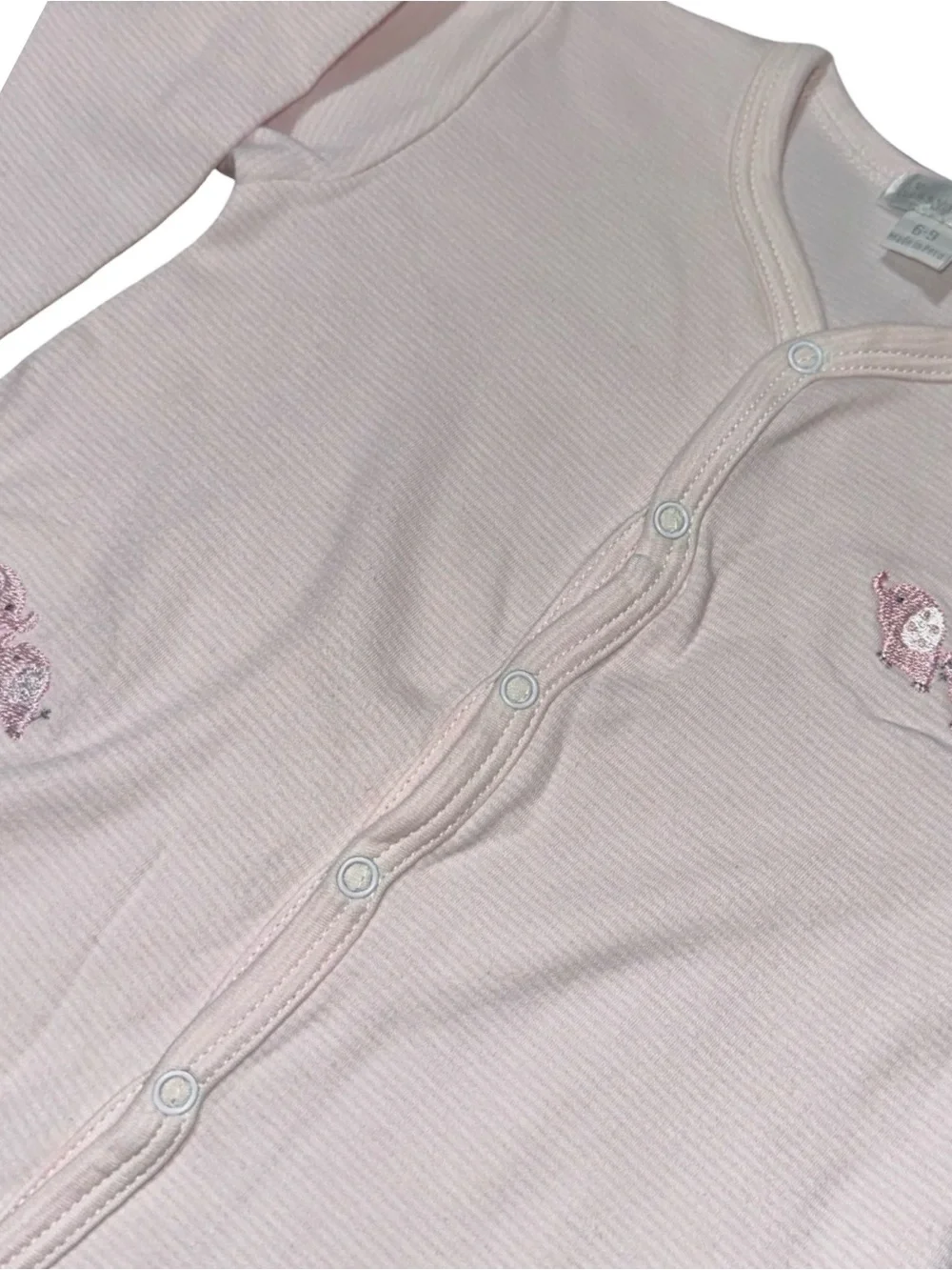 Kissy Kissy Infant Baby Girl Size 6 9 mos Light Pink Ribbed Snap Front Sleep Sac